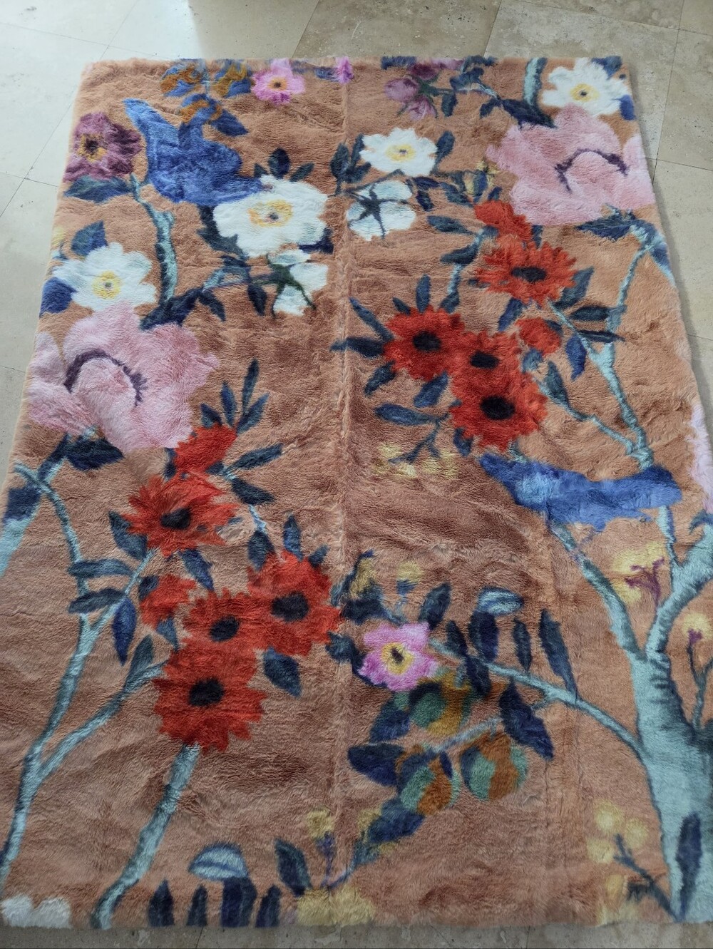 Anthropologie Sophie Printed Faux Fur Throw in Maize/Pailall - Picture 4 of 6